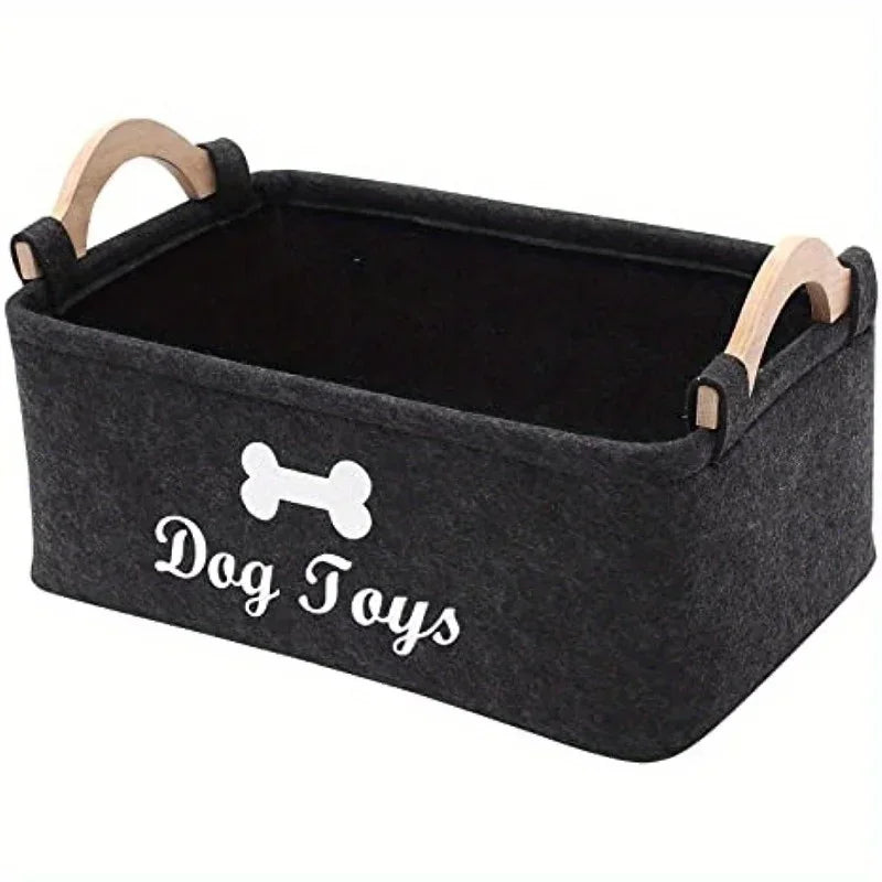 🐾 Lyxig Förvaringslåda i Filt – “Dog Toys” Design